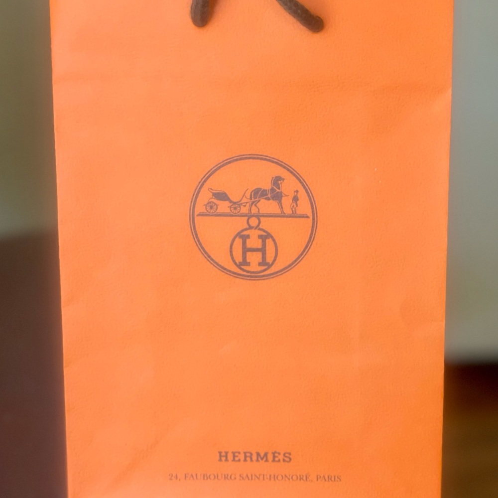 Authentic Hermes orange shopping bag 8.5”